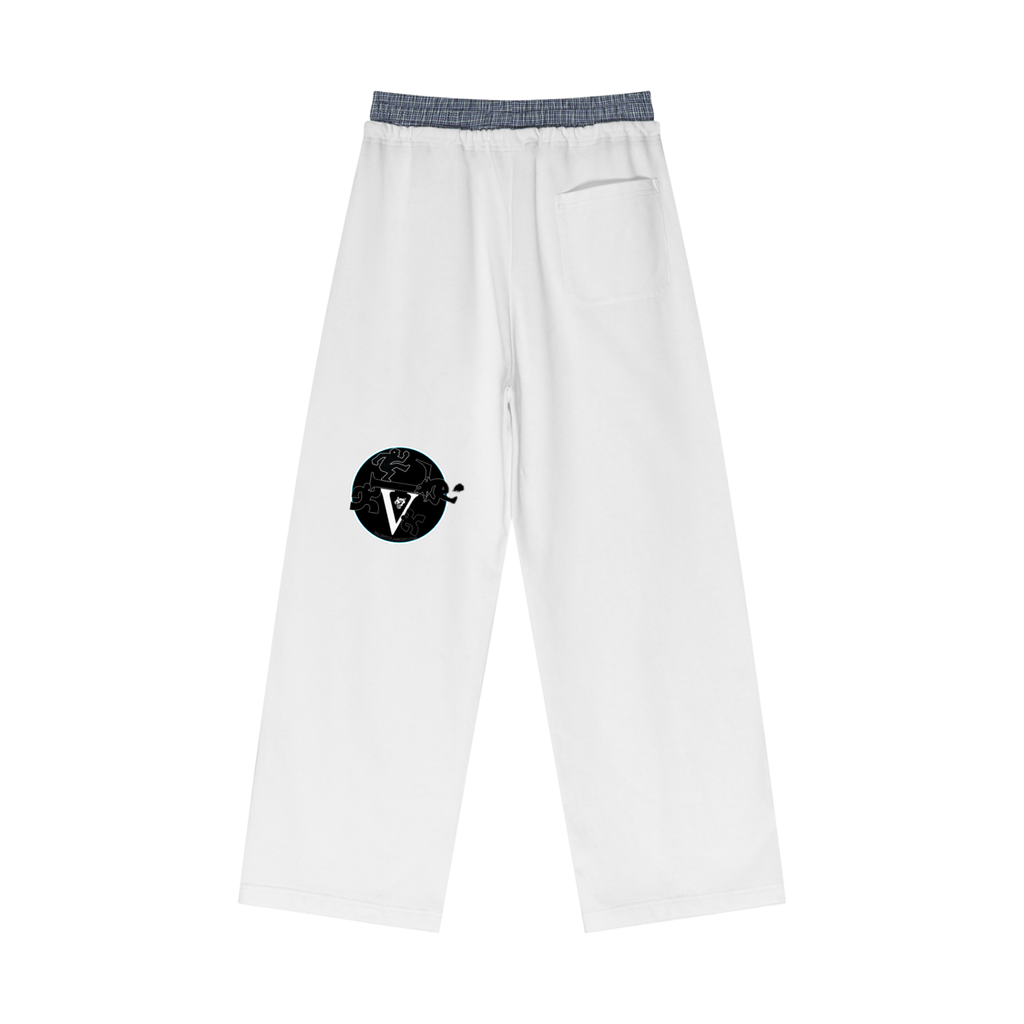 Plaid Contrast Waist Pants