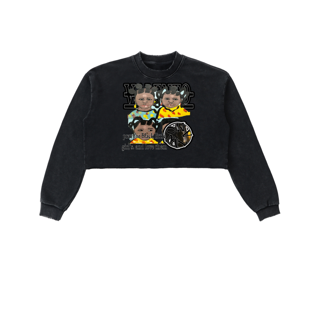 Snow Washed Raw Edge Cropped Sweatshirt