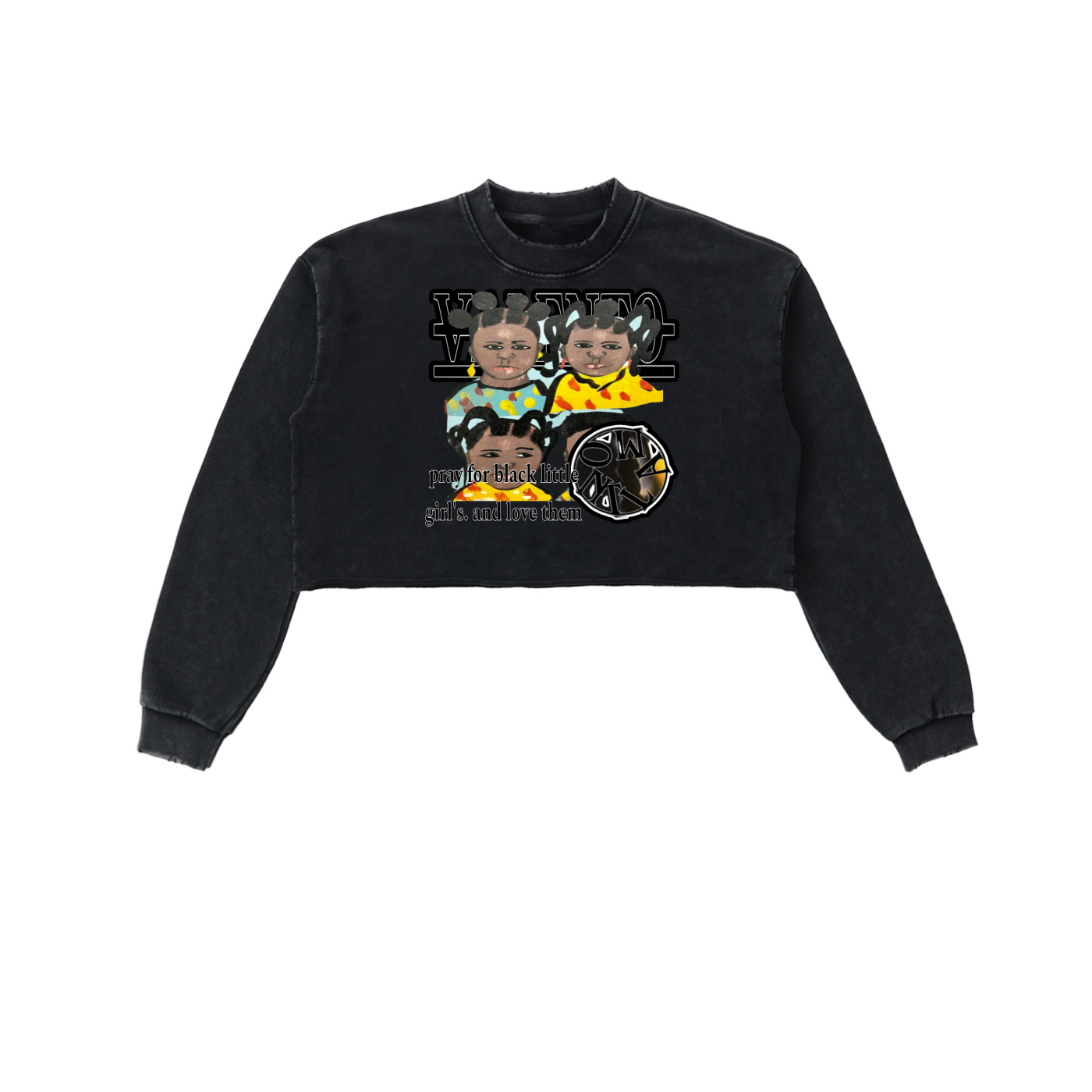 Snow Washed Raw Edge Cropped Sweatshirt