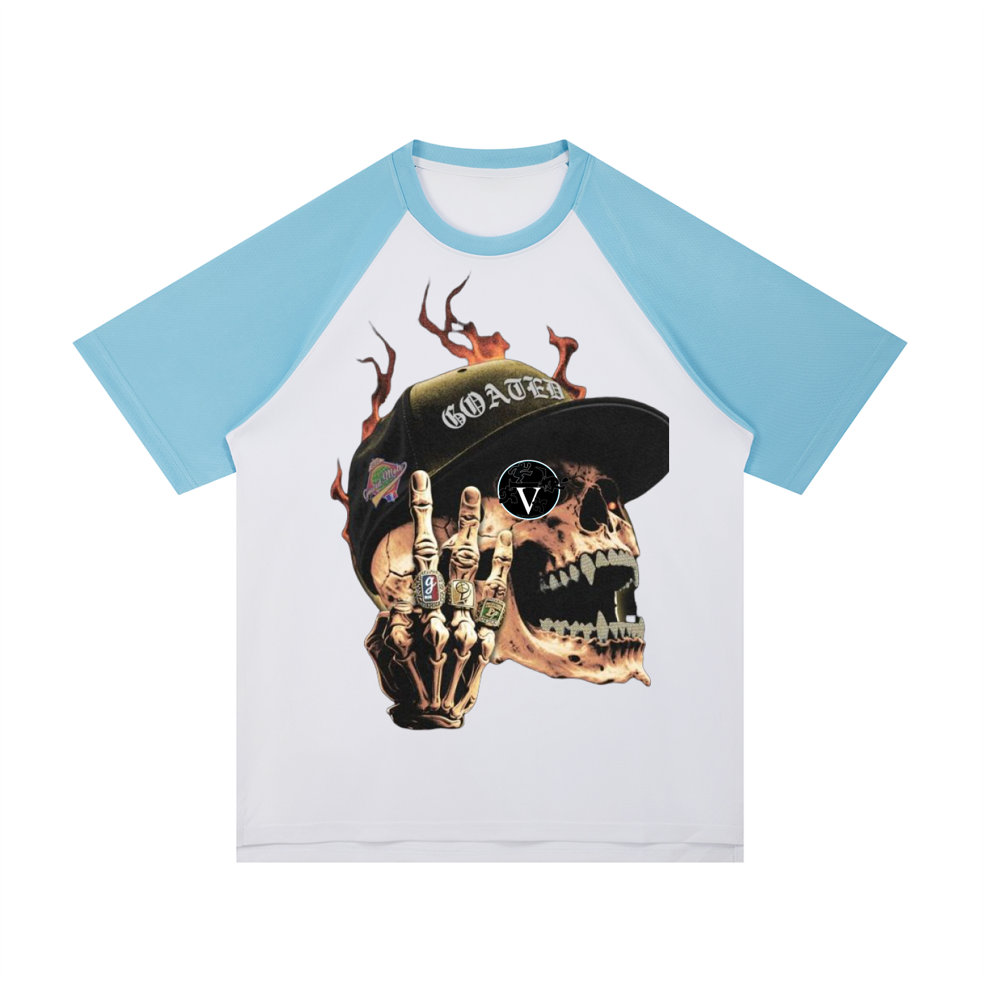 Contrast Raglan Sleeve Mesh T-Shirt