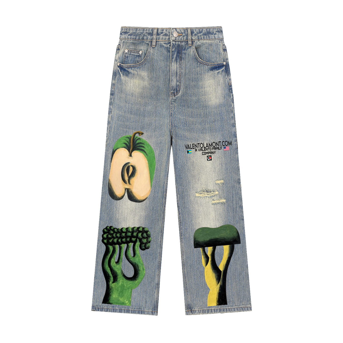 Vintage Wash Distressed Denim Jeans