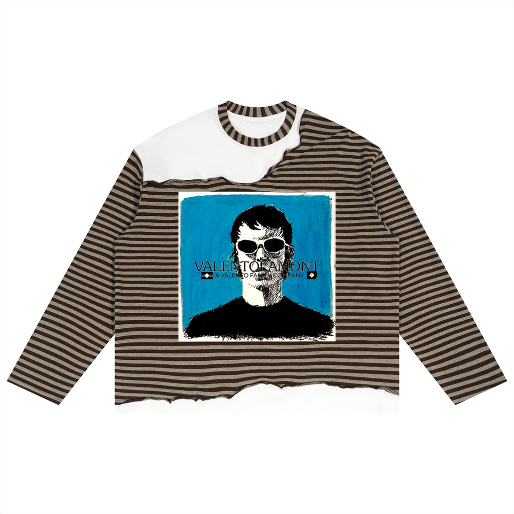 Unisex Striped Panel Boxy Long Sleeve T-Shirt
