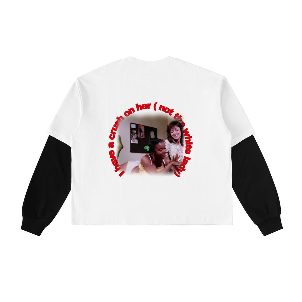 Layered Contrast Sleeve Cotton T-Shirt