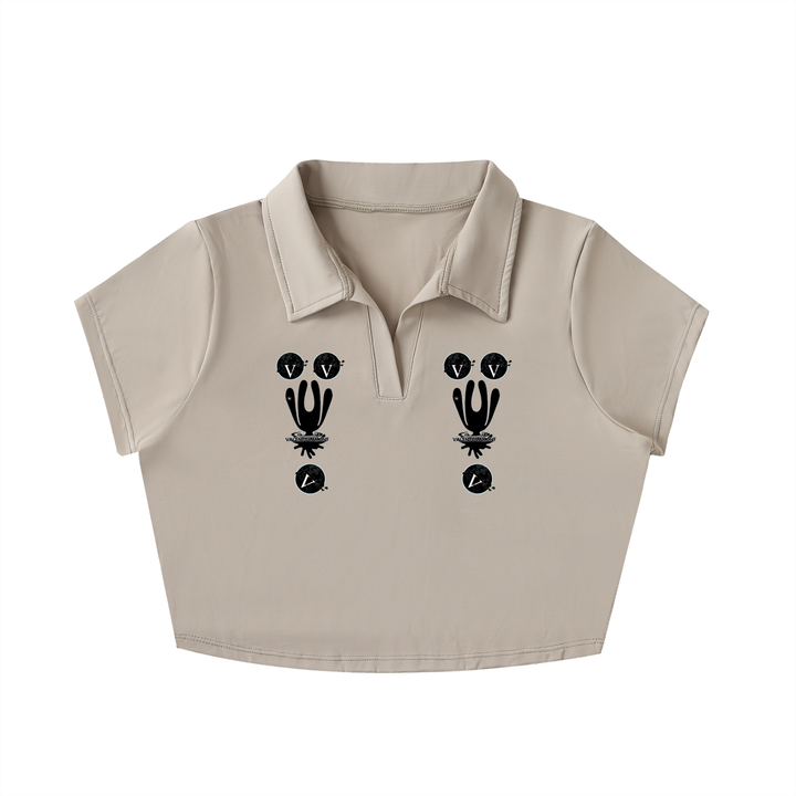 V-Neck Lapel Crop Top