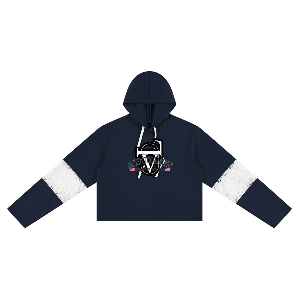 Women’s Cropped Lace-Panel Hoodie