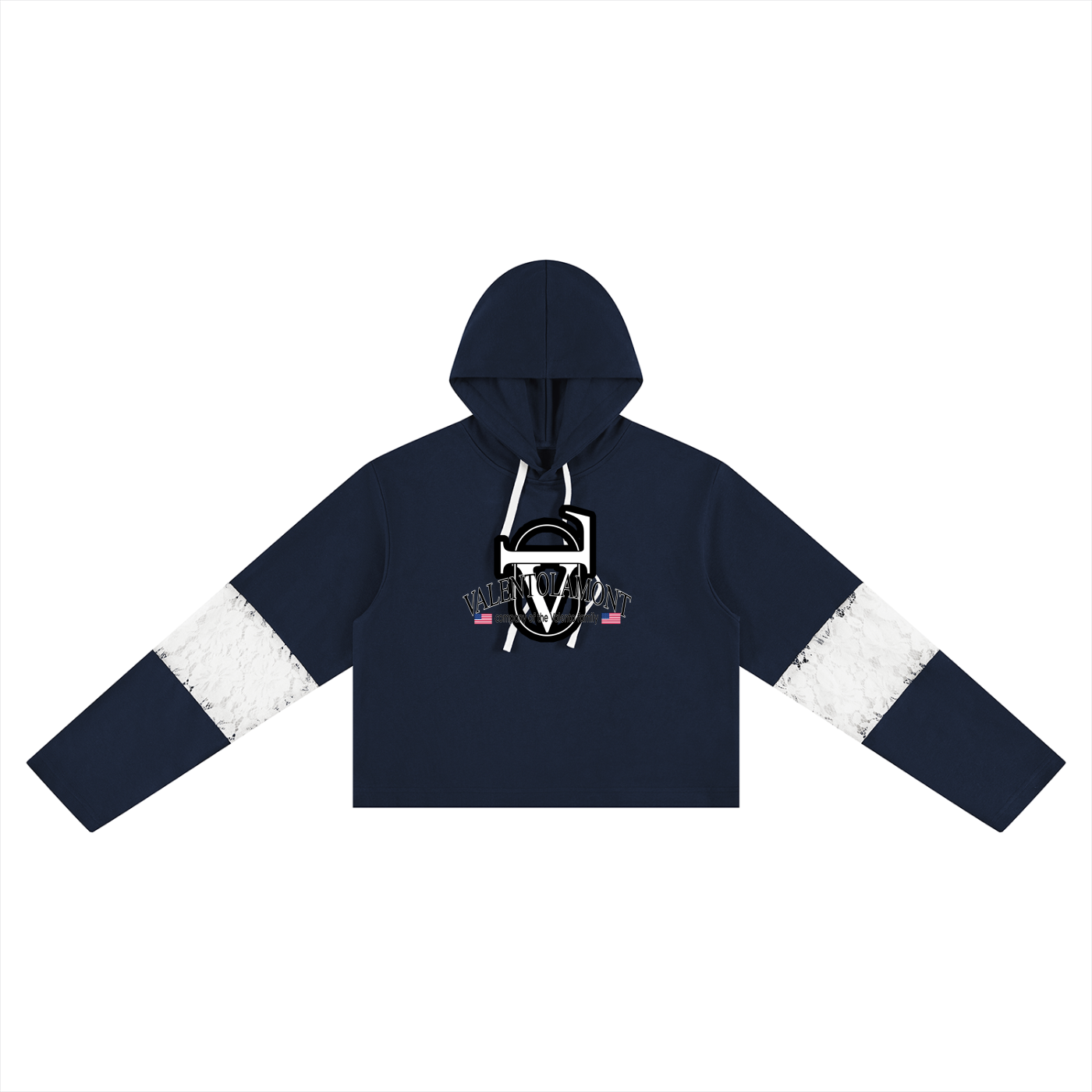 Women’s Cropped Lace-Panel Hoodie