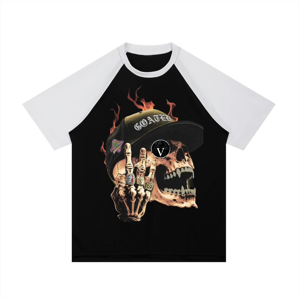 Contrast Raglan Sleeve Mesh T-Shirt