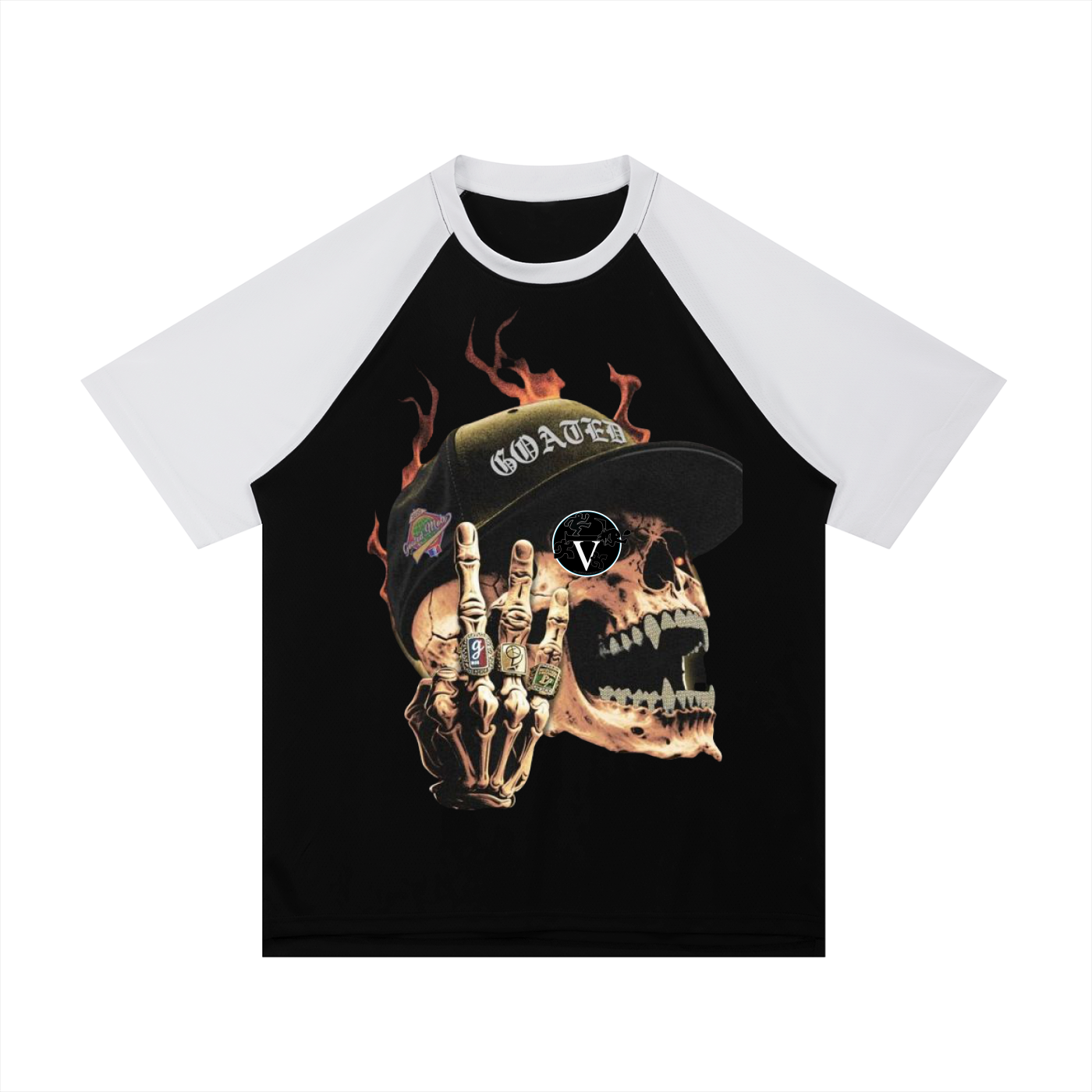 Contrast Raglan Sleeve Mesh T-Shirt