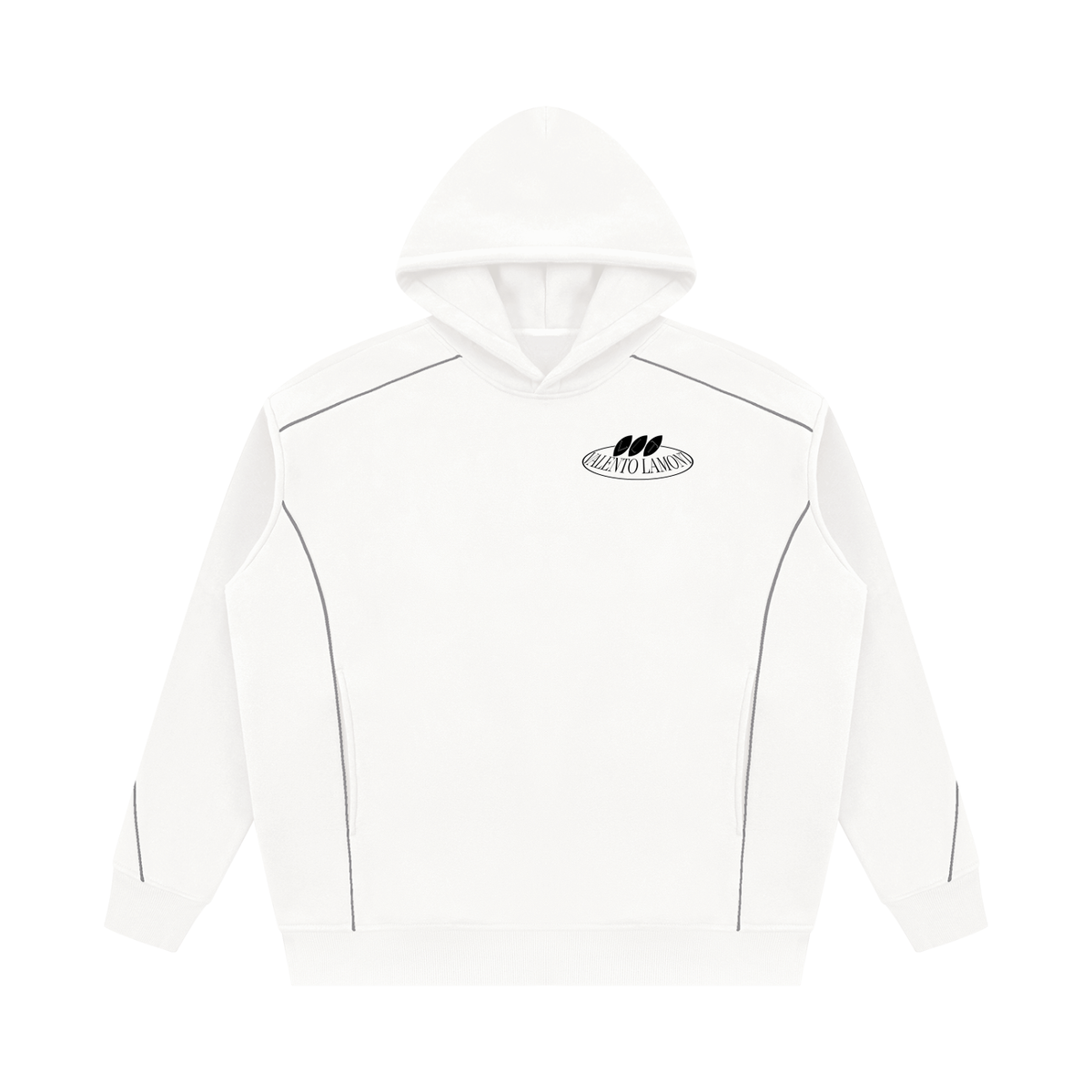 V Oversized Piping Fleece Hoodie
