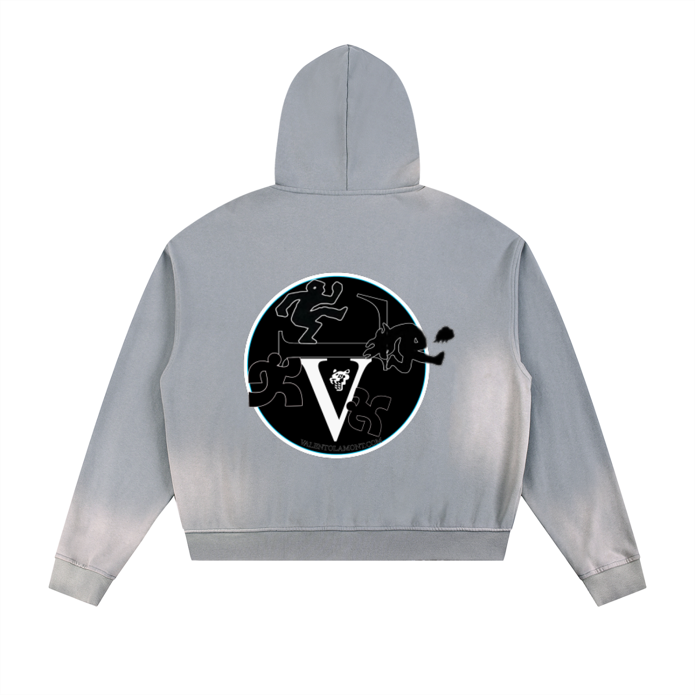 Sun Fade Frayed Raw Edge Fleece Zip Hoodie