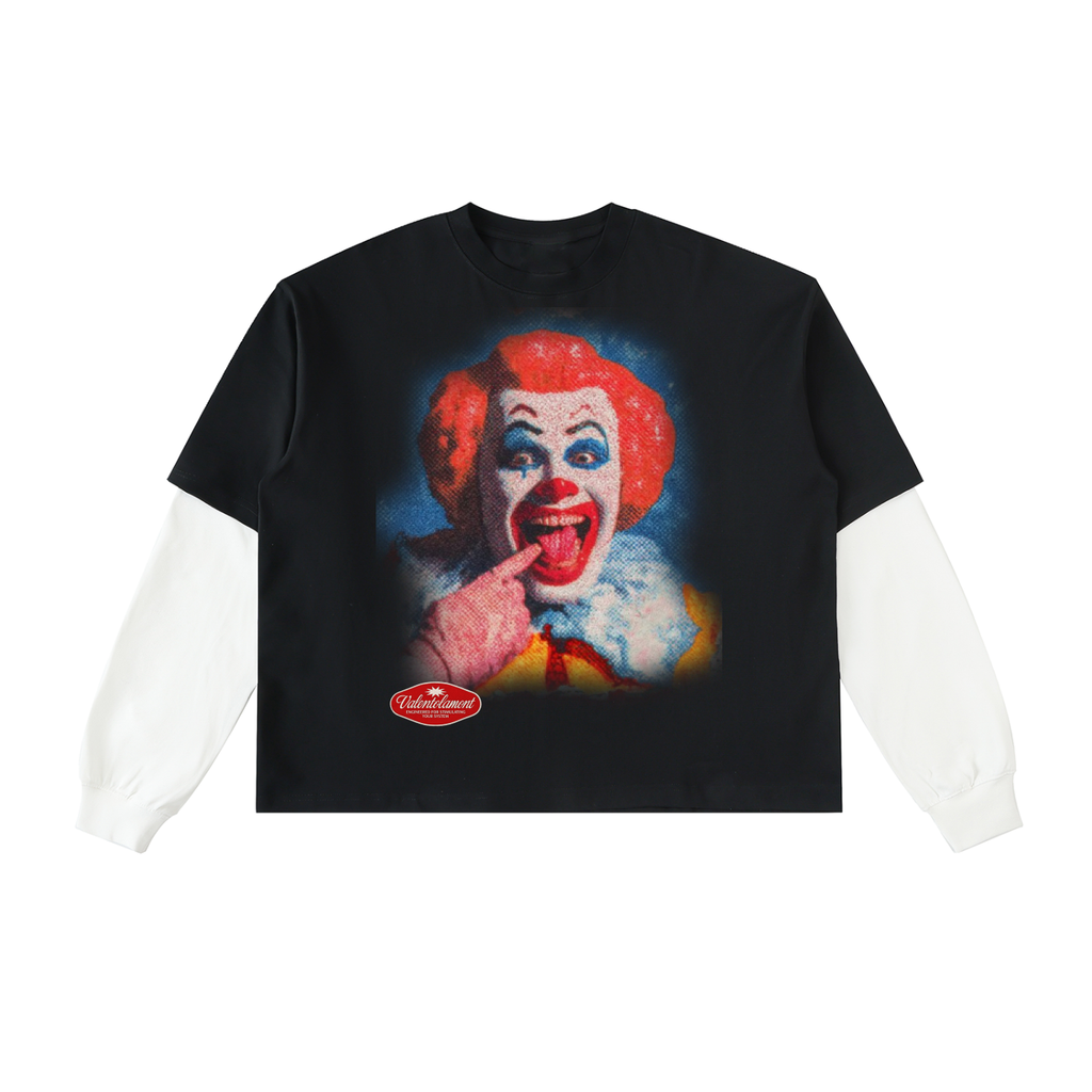 Layered Contrast Sleeve Cotton T-Shirt