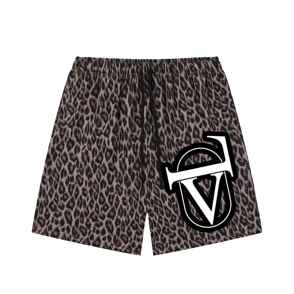 Unisex Heavyweight Leopard Drawstring Shorts