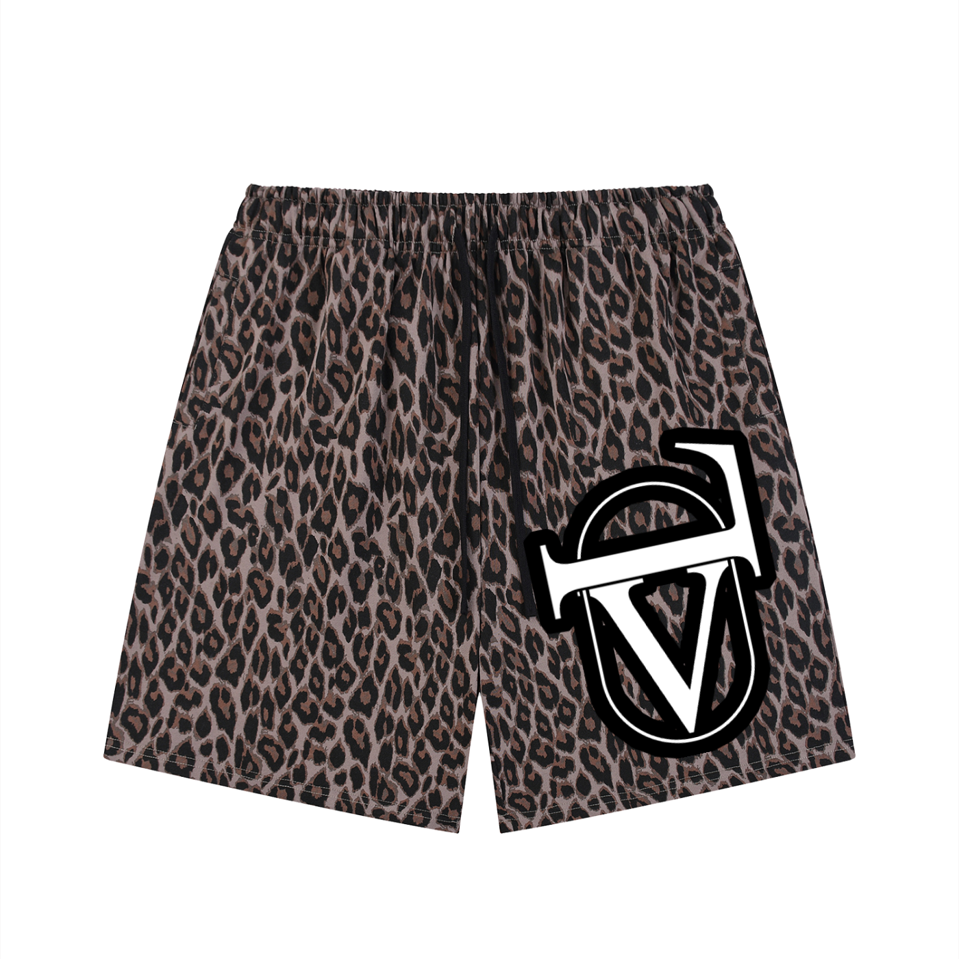 Unisex Heavyweight Leopard Drawstring Shorts