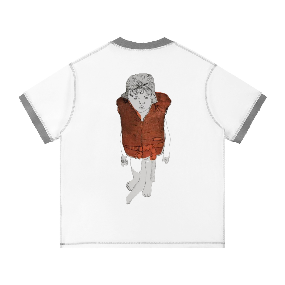 V Contrast-Stitched Ringer T-Shirt