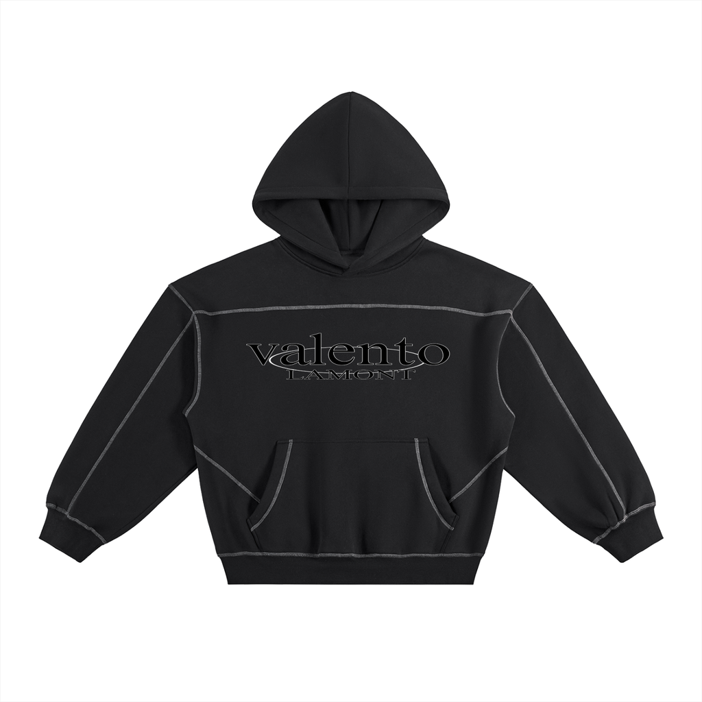 Contrast-Stitched Boxy Fleece Hoodie