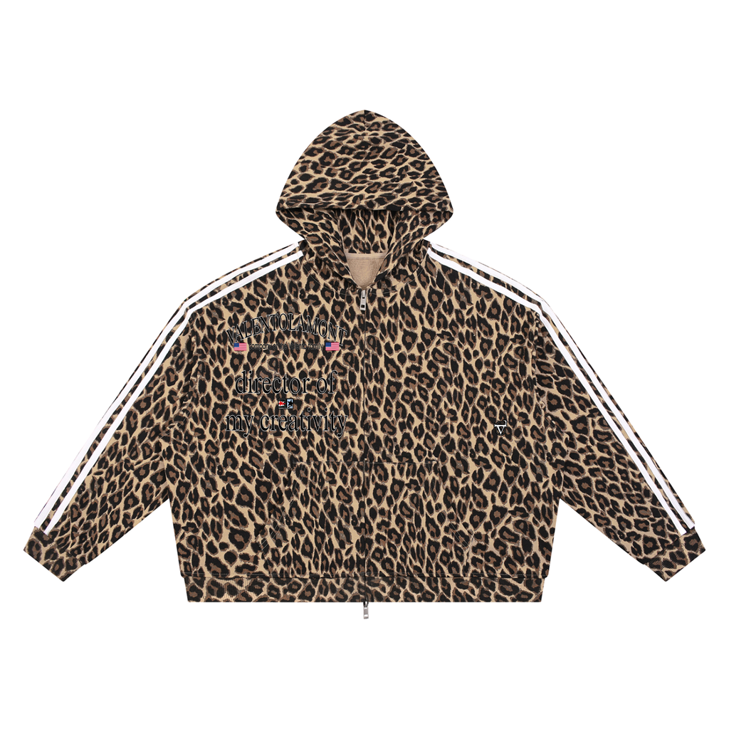 Unisex Leopard Full Zip Hoodie