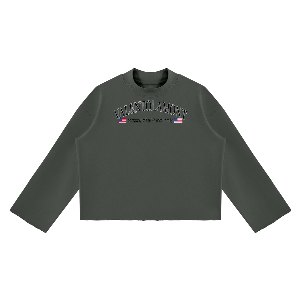 Unisex Mock Neck Raw Edge Boxy Sweatshirt