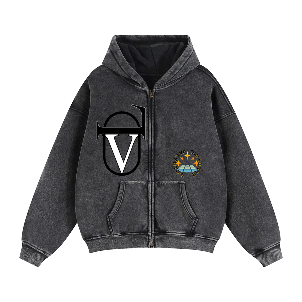 Zip-Through Boxy Fleece Hoodie