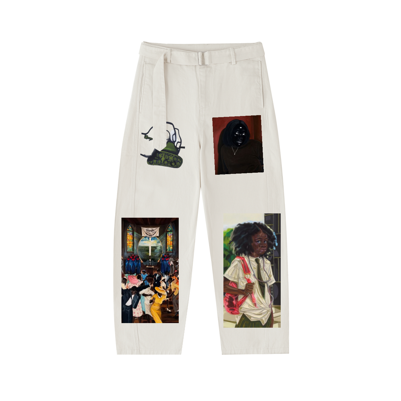 Belted Barrel-leg Chino Pants