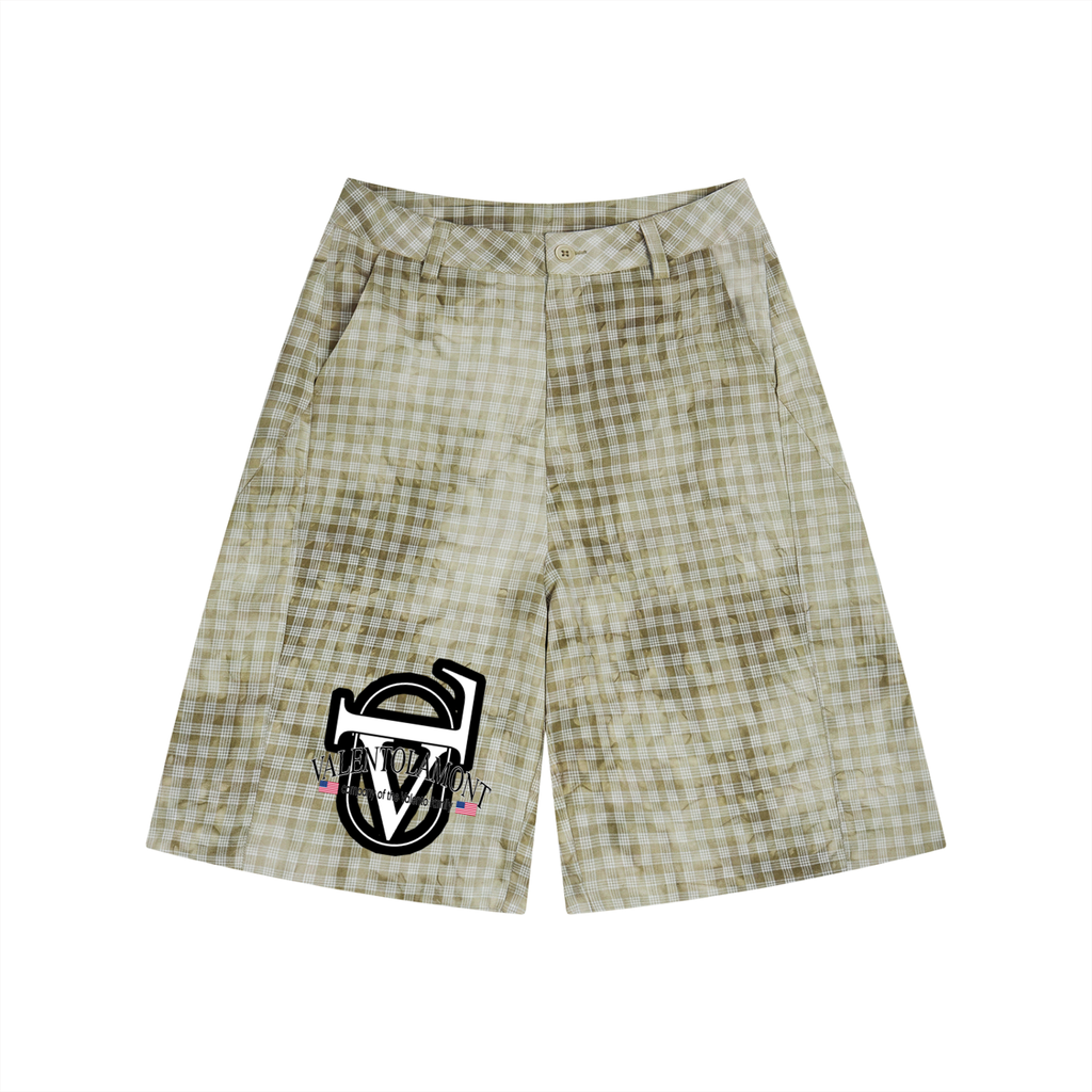 Unisex Vintage Wash Plaid Shorts