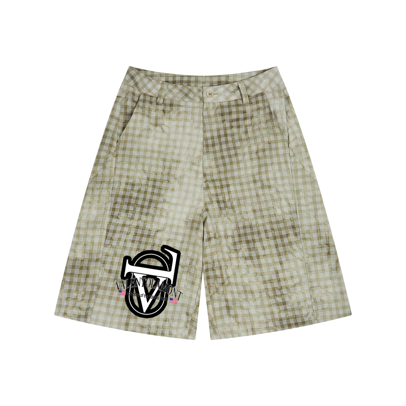 Unisex Vintage Wash Plaid Shorts