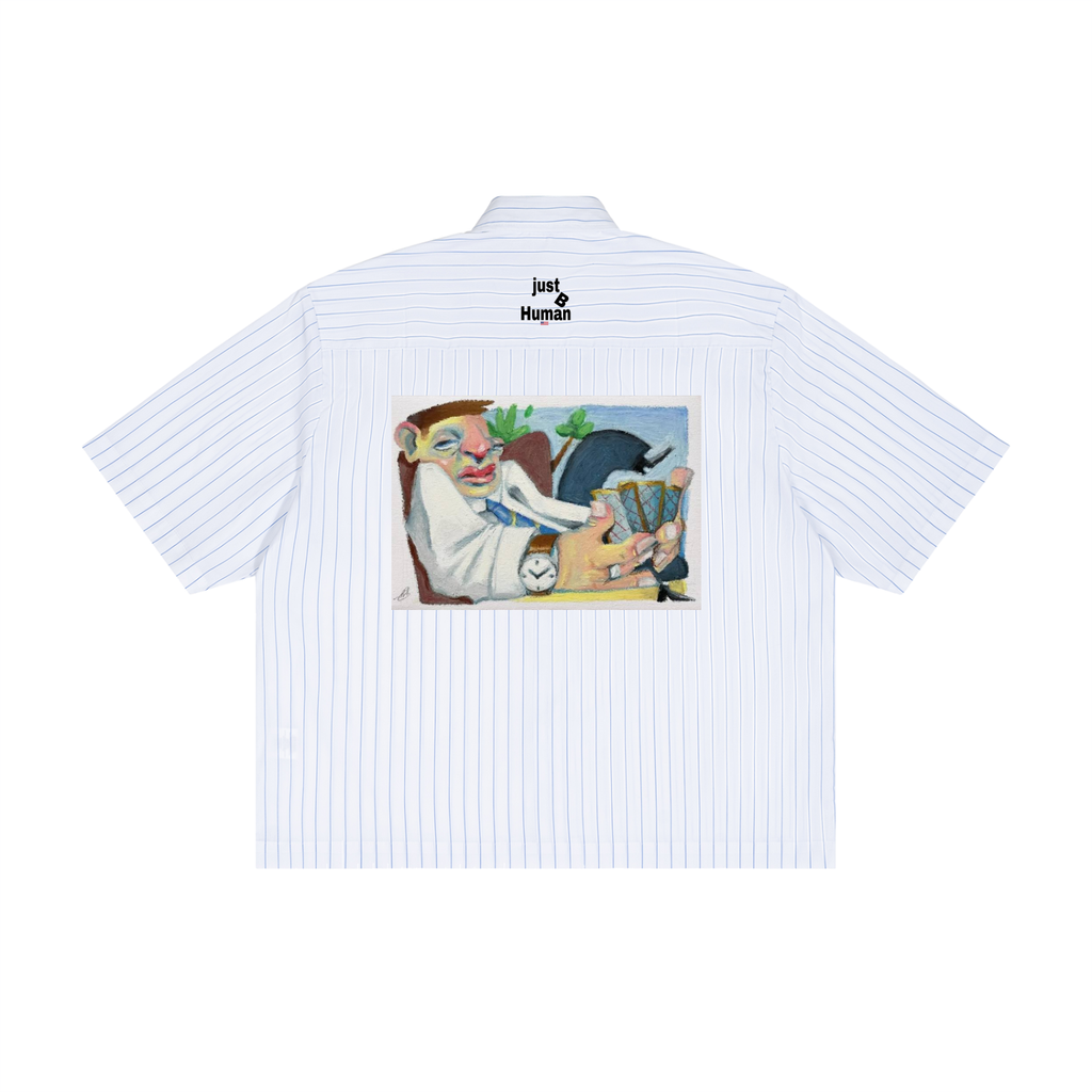 Unisex Striped Boxy Button-Up Shirt
