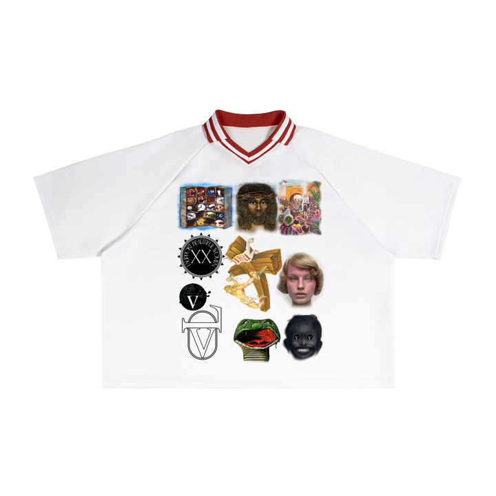 Contrast Lapel Collar Boxy T-Shirt