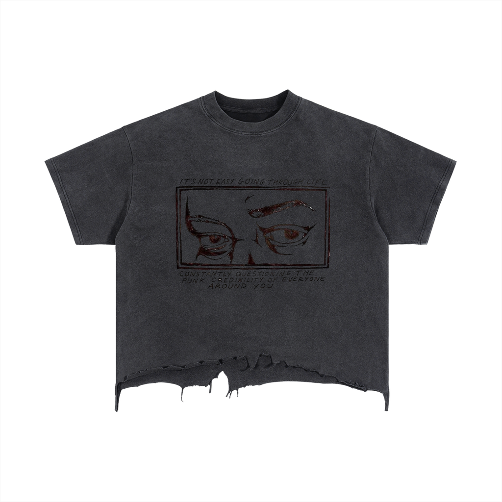 Vintage Wash Boxy Distressed Hem T-Shirt