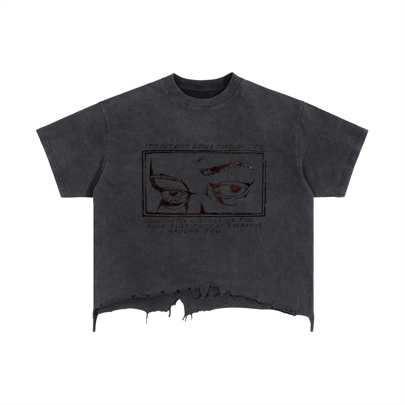 Vintage Wash Boxy Distressed Hem T-Shirt