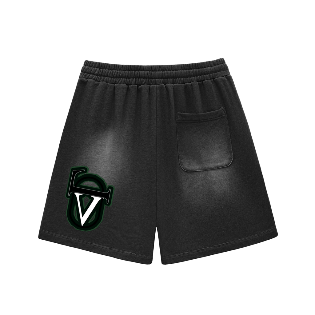 Sun Fade Raw Edge Cotton Shorts