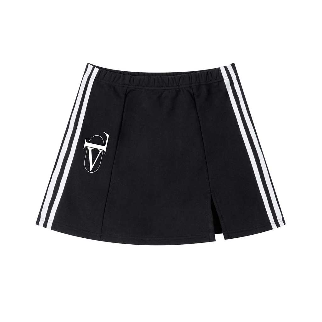 Contrast Side Stripe Slit Skirt