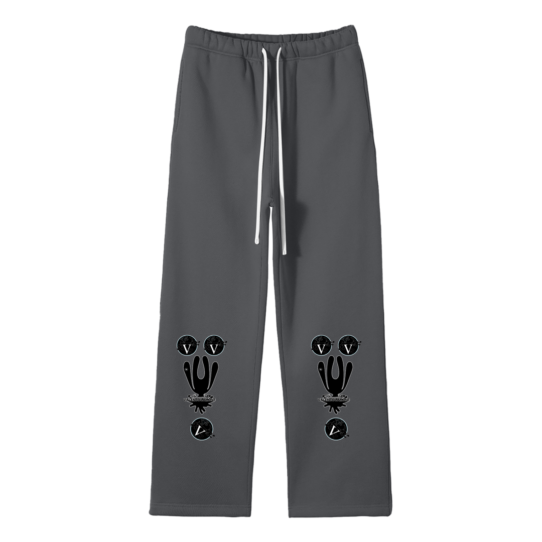 Streetwear Unisex Solid Color Fleece Straight Leg Pants