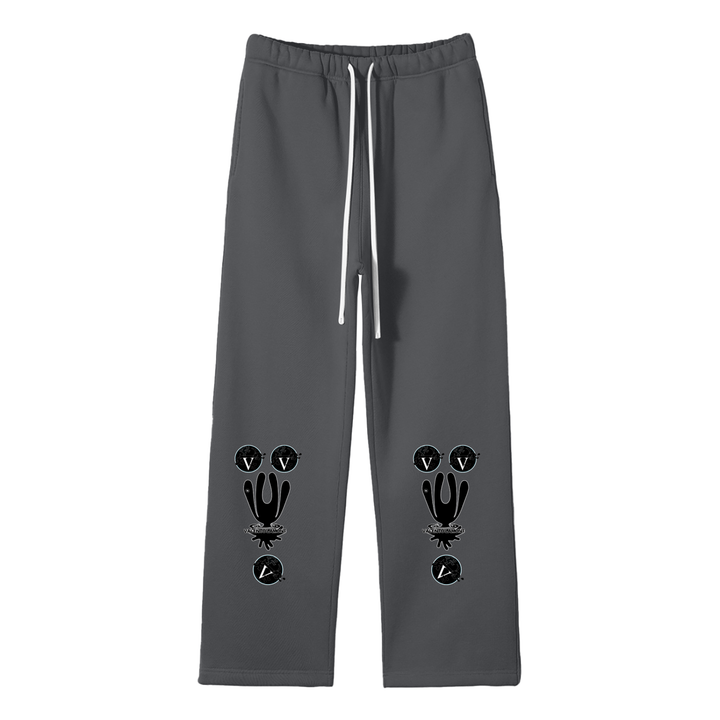Streetwear Unisex Solid Color Fleece Straight Leg Pants