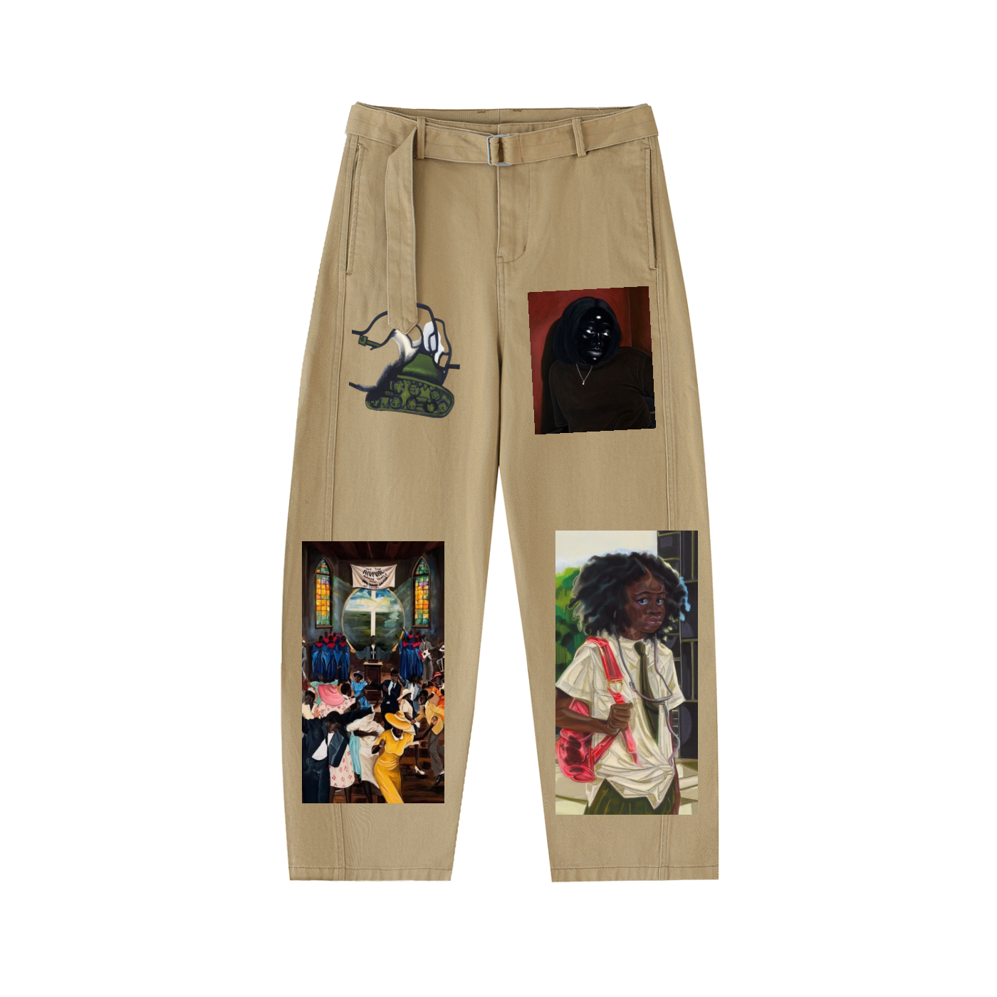 Belted Barrel-leg Chino Pants