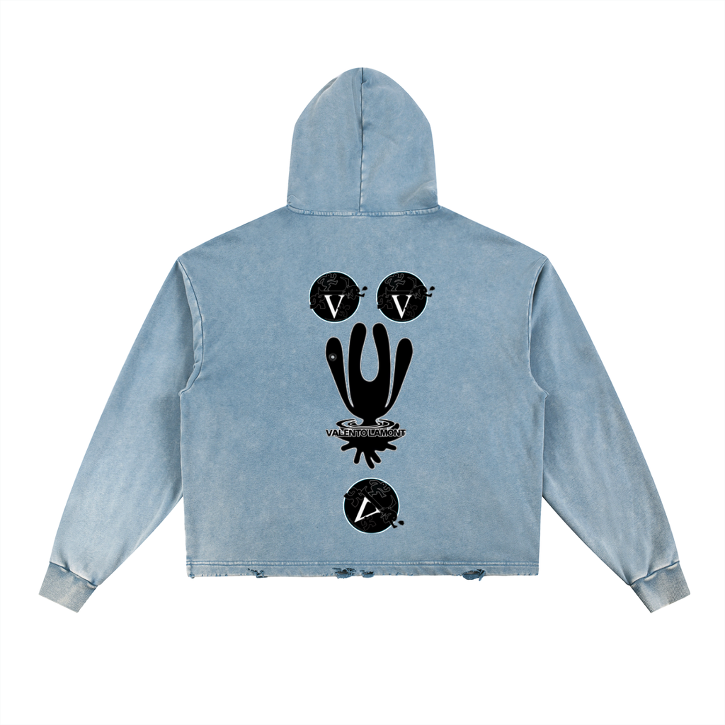 Vintage Washed Frayed-Hem Hoodie