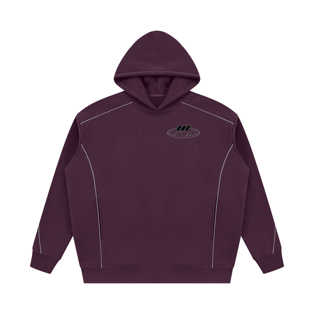 V Oversized Piping Fleece Hoodie