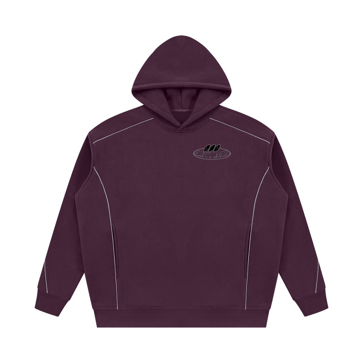 V Oversized Piping Fleece Hoodie