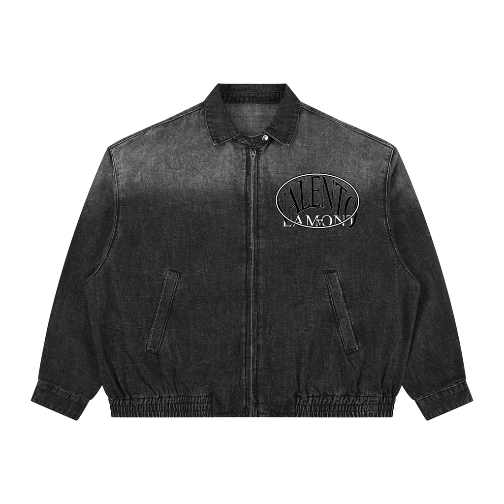 Unisex Vintage Wash Full-Zip Denim Jacket