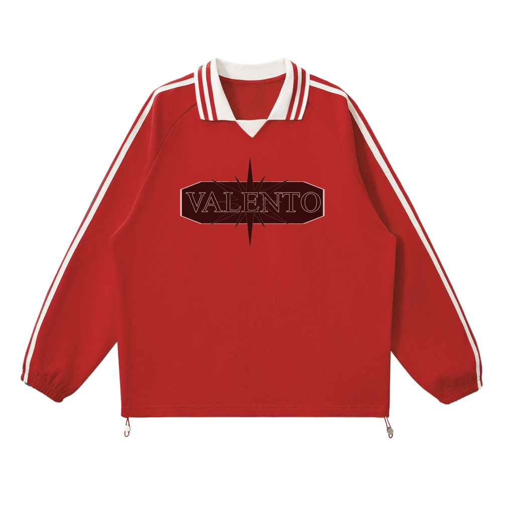 Contrast Striped Lapel Collar Sweatshirt
