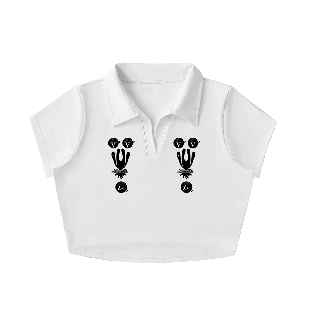 V-Neck Lapel Crop Top