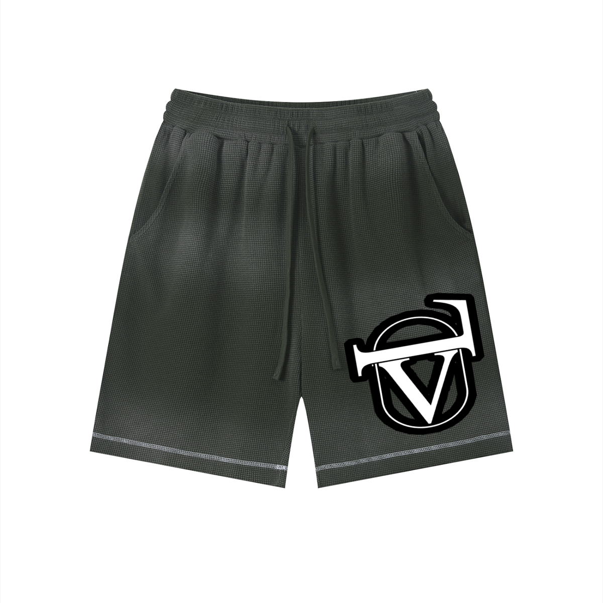 Unisex Sunfade Waffle Raw Hem Shorts