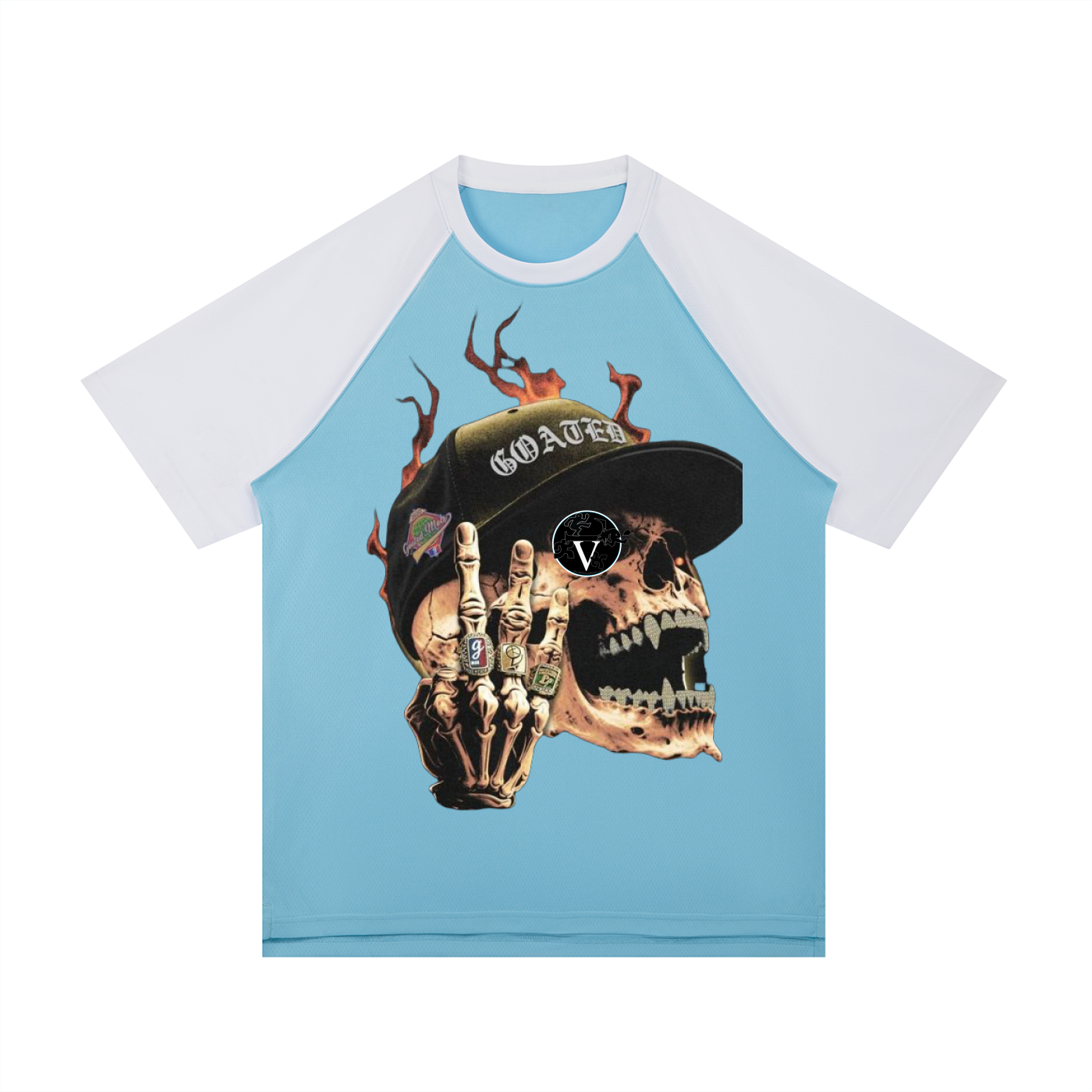 Contrast Raglan Sleeve Mesh T-Shirt