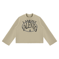 V Mock Neck Raw Edge Boxy Sweatshirt
