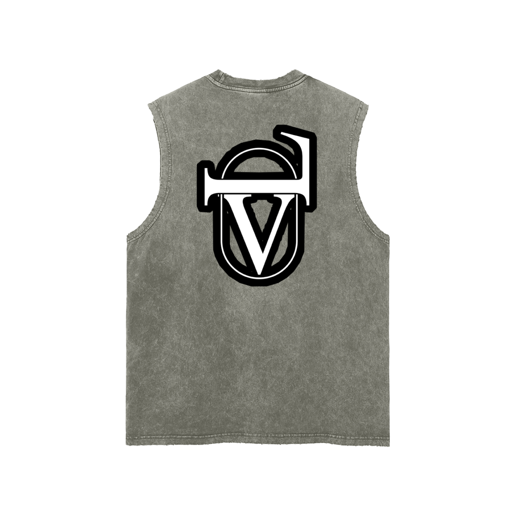 Snow Washed Frayed Hem Tank Top