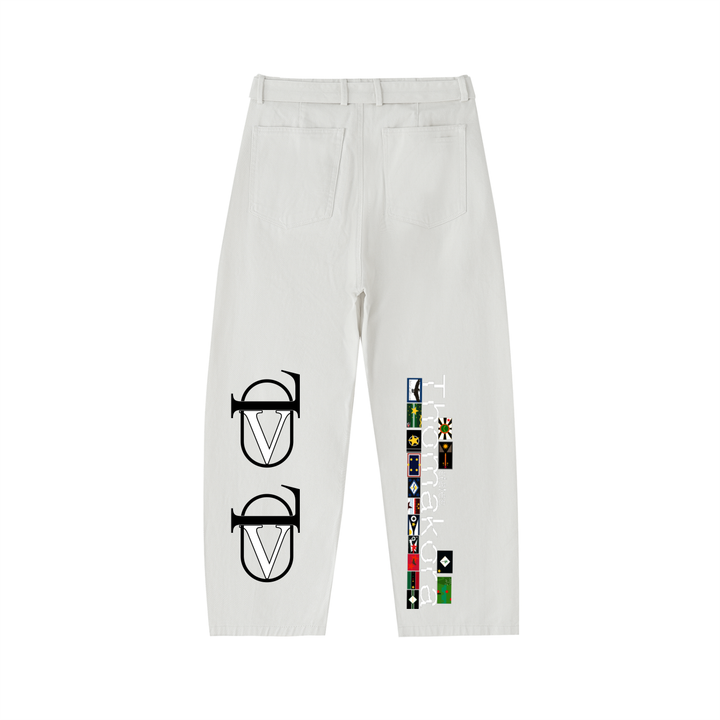 Twisted-Seam Belted Curved-Blade Pants