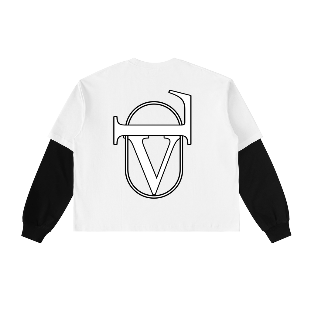 Layered Contrast Sleeve Cotton T-Shirt