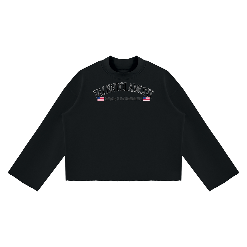 Unisex Mock Neck Raw Edge Boxy Sweatshirt