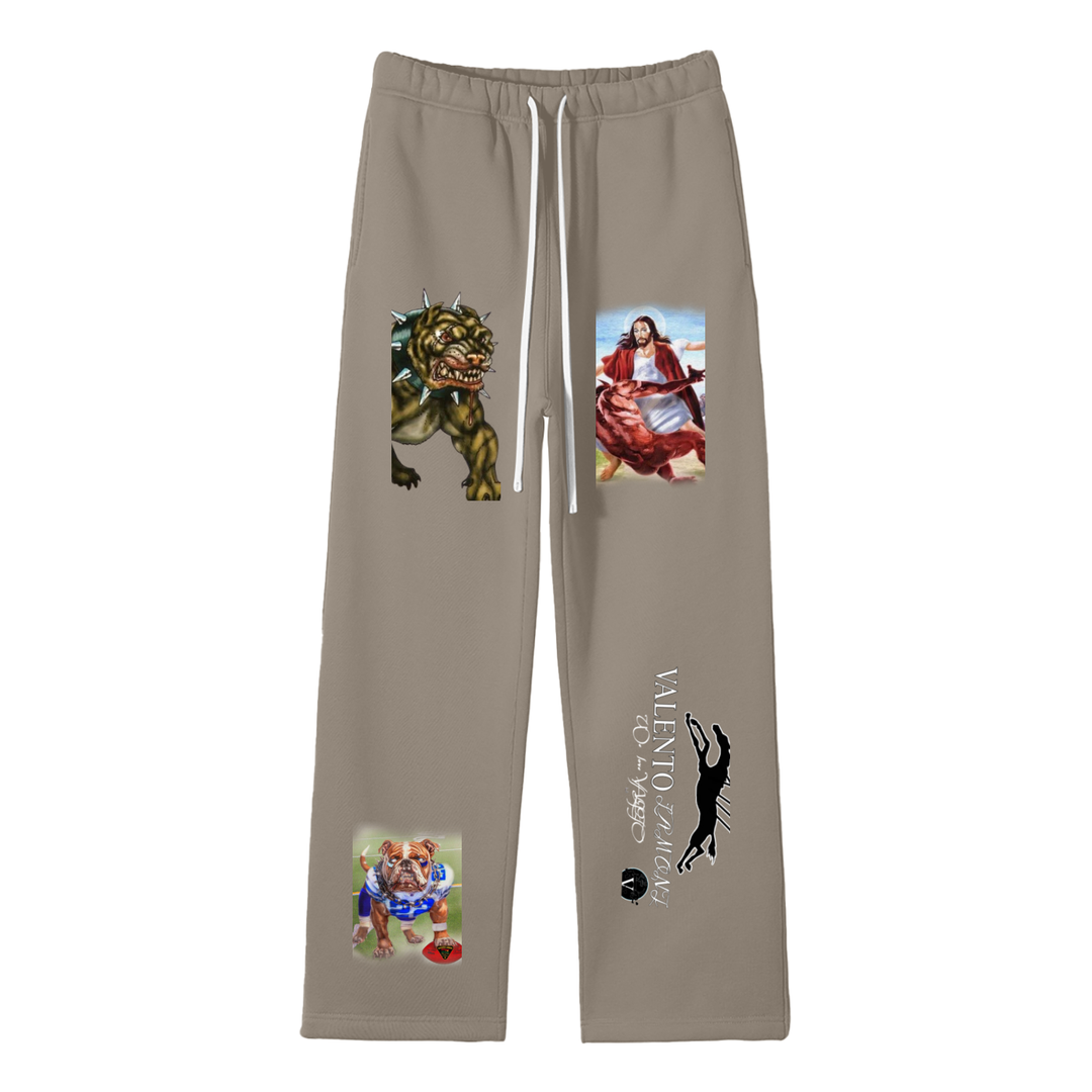Streetwear Unisex Solid Color Fleece Straight Leg Pants
