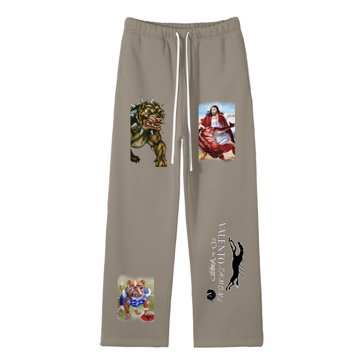 Streetwear Unisex Solid Color Fleece Straight Leg Pants