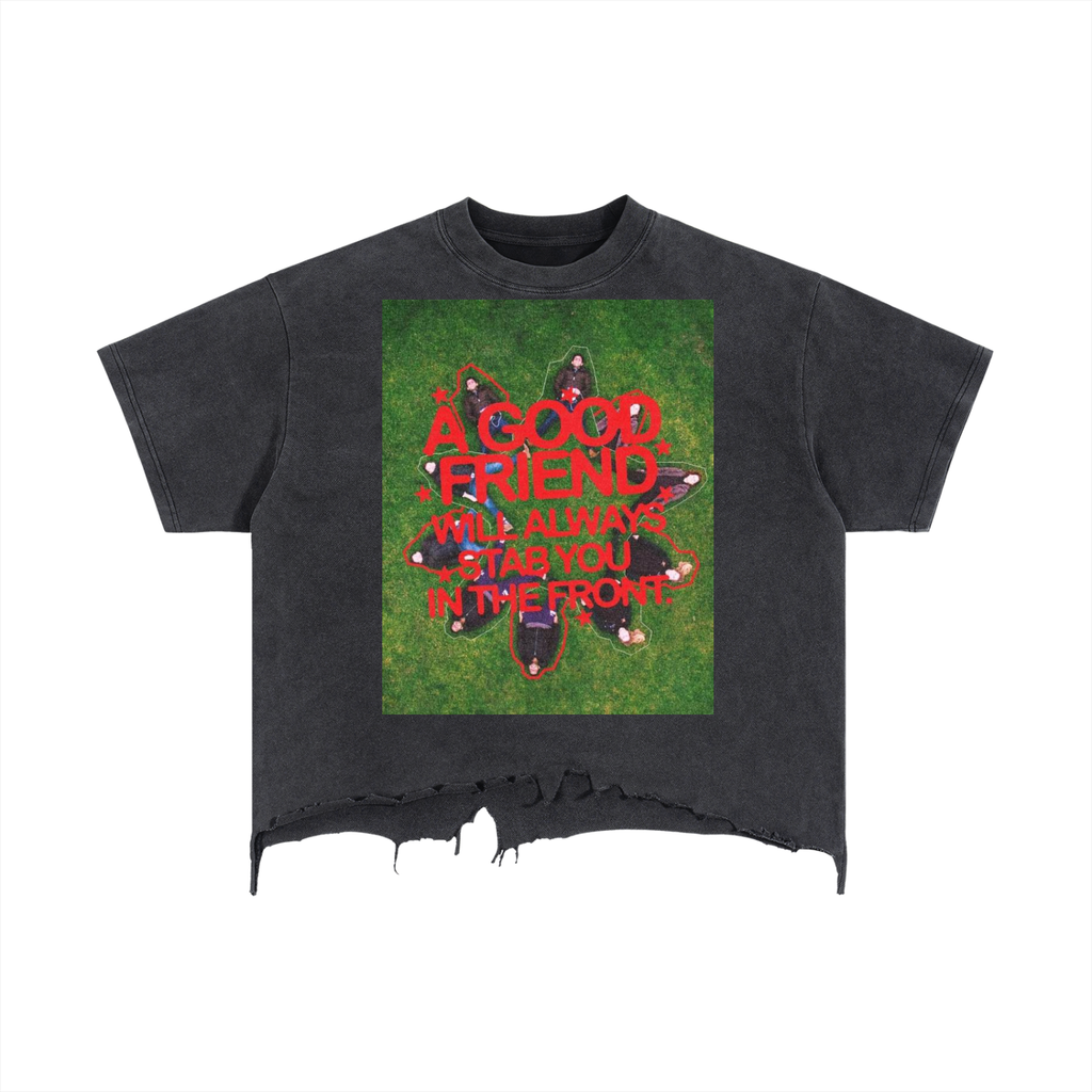 Vintage Wash Boxy Distressed Hem T-Shirt